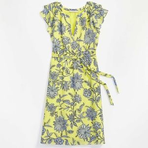 LOFT Trellis Garden Ruffle Sleeve Midi Dress